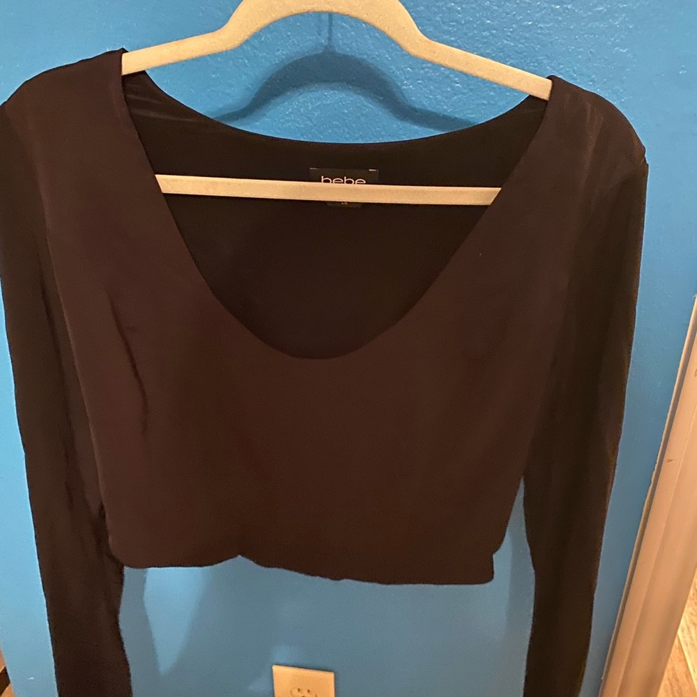 Sexy black Bebe crop top long sleeves